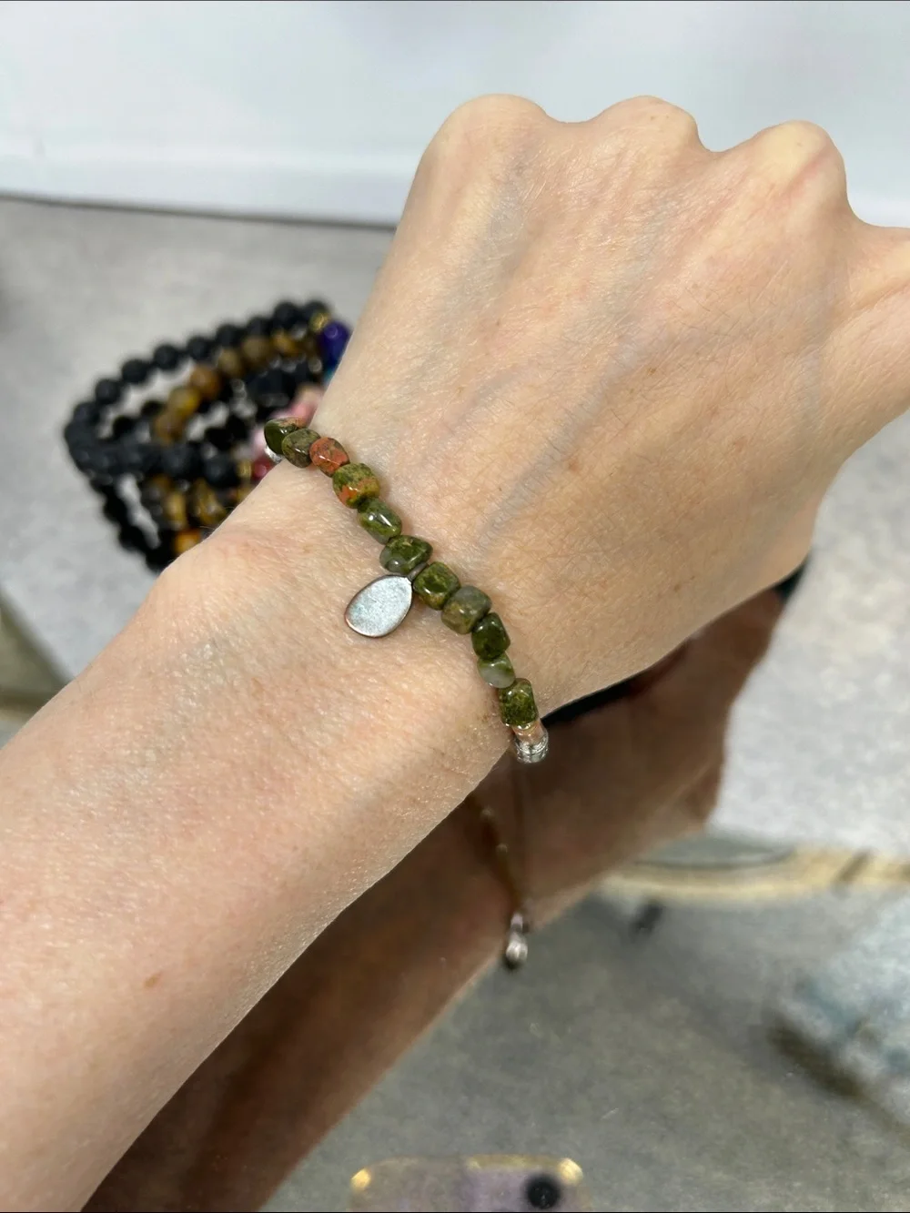 Bundle of 8 Multi-Color Stone Beaded Stretch Bracelets